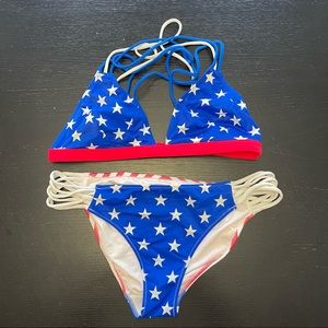 EUC Victoria's Secret PINK Patriotic Bikini, top & bottom size medium